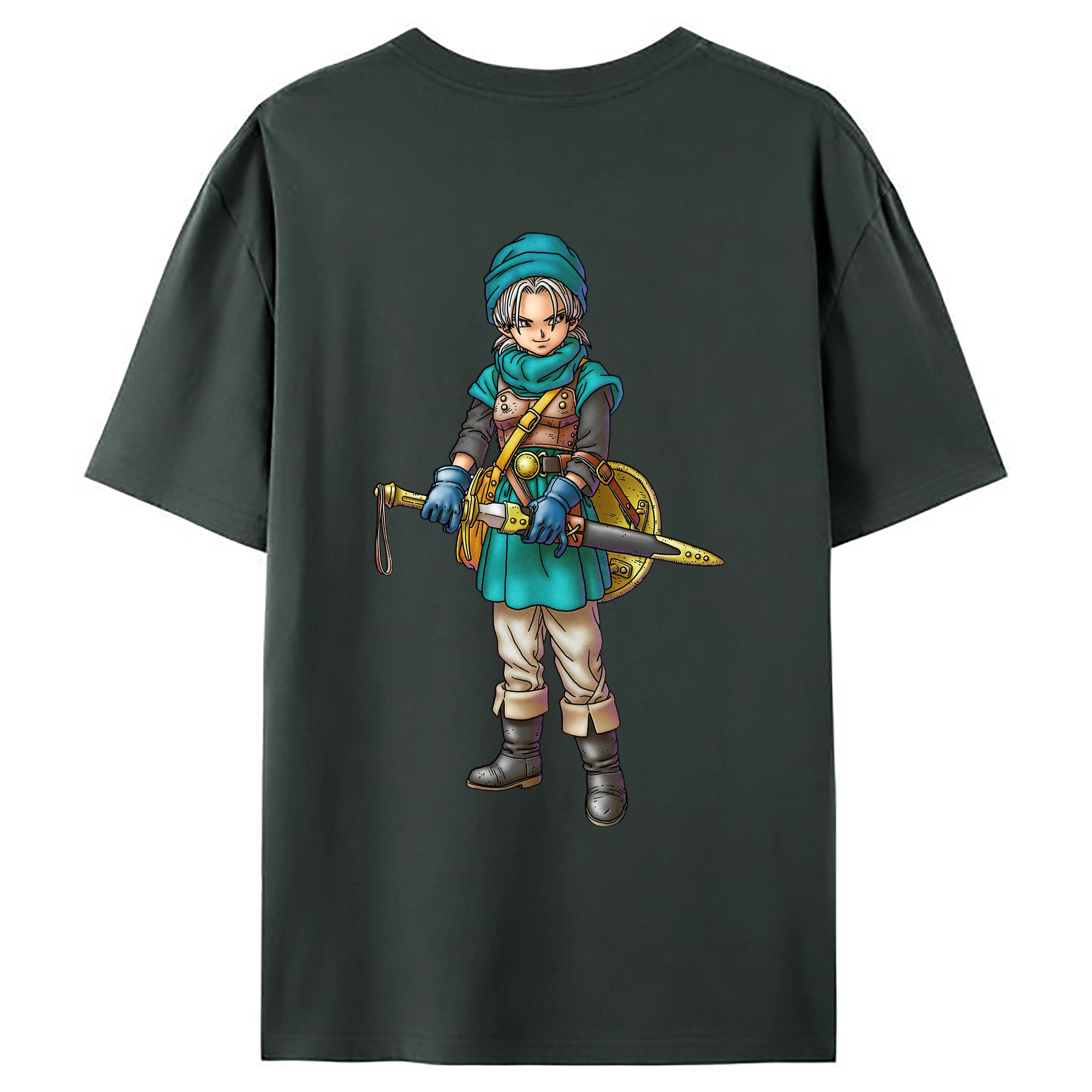 （画像用） ドラゴンクエスト Doragon Kuesuto Dragon Quest 綿100％ メンズ半袖Tシャツ（バックプリント） 通気性